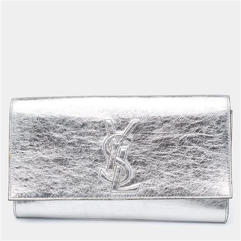 replica silver ysl clutch